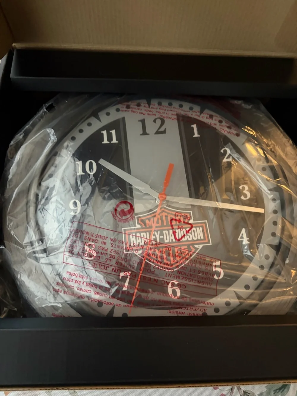 Harley-Davidson Black & Gray Wall Clock with Orange Logo